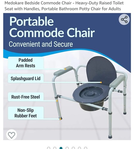 Medokare Foldable Bedside Adult Potty Chair Heavy-Duty Steel (MK3303) - Picture 5 of 7