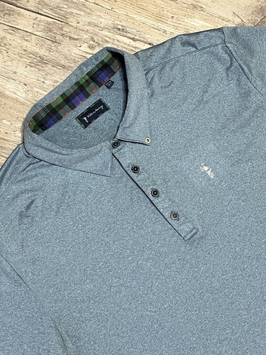 William Murray Mens Golf Polo Shirt XXL Blue Plaid Accent Sleeve Lightweight