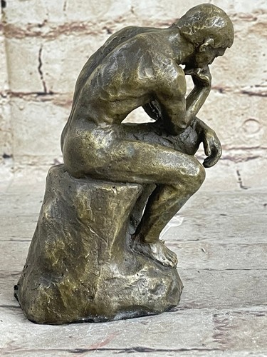 Auguste Rodin el Pensador Estatua Escultura Figura Con Bronce Pátina Venta - Imagen 5 de 10