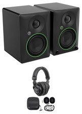 Pair Mackie CR4.5 4.5" Powered Studio Monitors w/ Tone Control Headphones