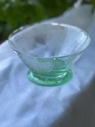 Vintage Green Depression Glass Bowl | Etched Flying Nude Pattern |