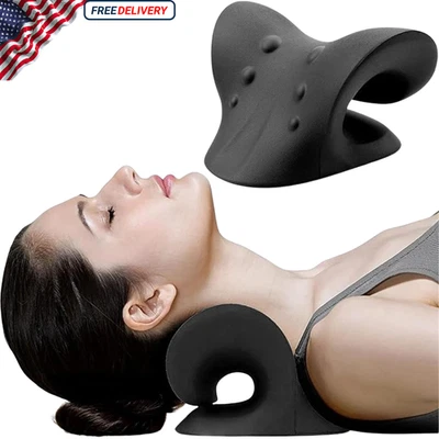 C Shape Neck Shoulder Relaxer Cervical Traction Pillow TMJ Spine Support - Image 1 of 4