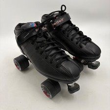 Riedell R3 Cayman Roller Skates Size 11 Black Quad Speed Derby Radar Wheels
