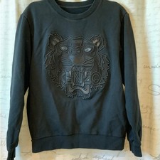 Kenzo Tiger Embroidered Crew Neck Sweatshirt XL Black Luxury Streetwear