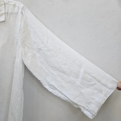 Sigrid Olsen Top Womens XL White Linen Scalloped Sides Tie Vacation Resort Beach - Picture 11 of 12