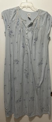 Aria Nightgown Short Sleeves Light Blue Floral Size Medium