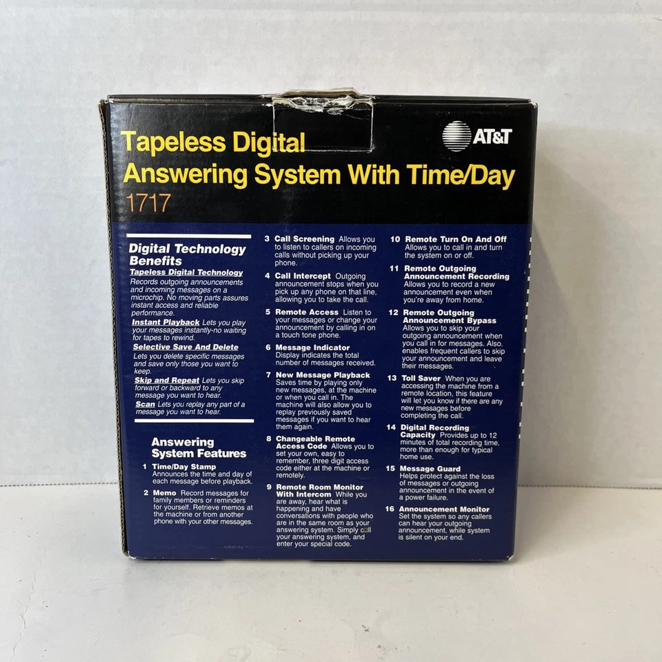Vintage AT&T 1717 Digitaler Anrufbeantworter mit Uhrzeit/Tag - NOS - Taubengrau - Bild 2 von 4