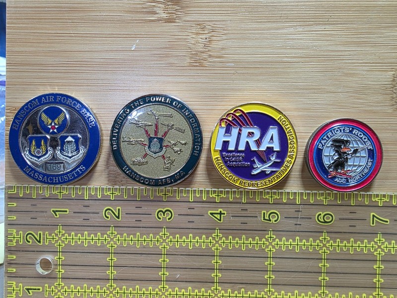 Lot Of 4 USAF Challenge Coins Coin Hanscom Air Force Base Northrop Grumman AOC