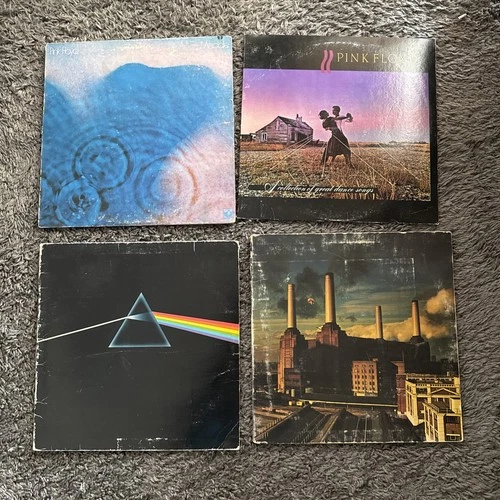 vintage Lot Of 4 Pink Floyd Original Vinyl Records The Dark Side/Animals Plus