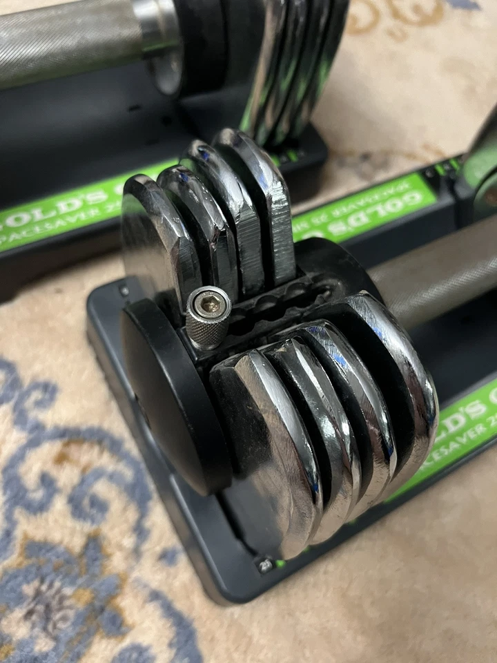 Golds Gym Mancuernas Ahorrador Espacial 25 libras Individuales Ajustables Selecciona un Juego de Par de Pesas Foto 2 de 4