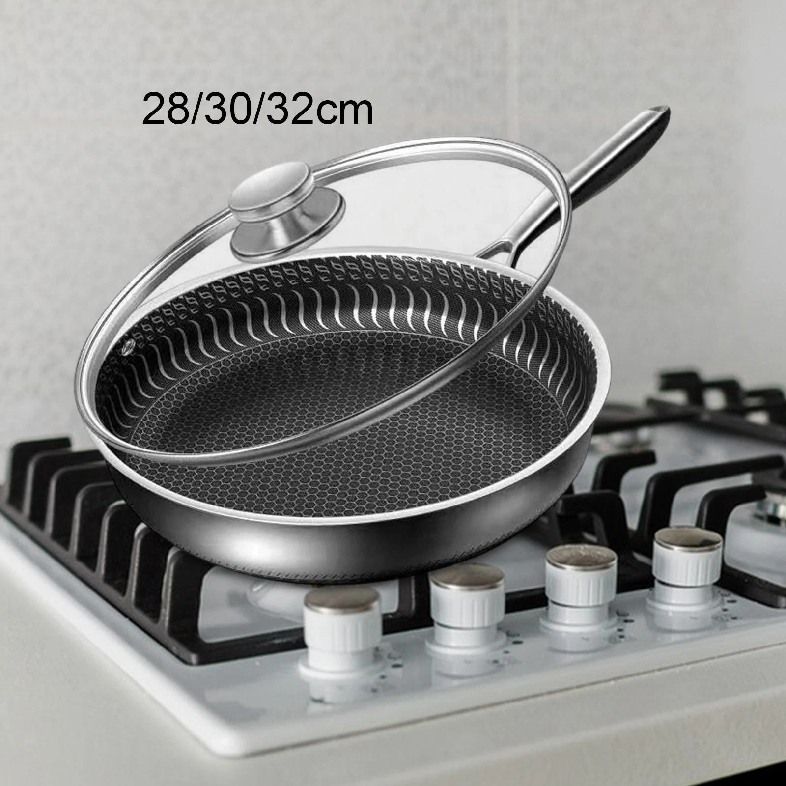 Fry Pan with Handle Easy Cleaning Skillet for Household Apartment Restaurant