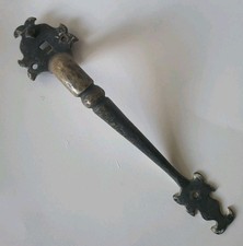 Maniglia porta rustica antica ghisa ottone ornato design recupero htf lunga 12"