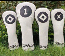 Titleist Headcover Set 4pc Driver Fairway Wood Utility 1 3 5 X White Black PU