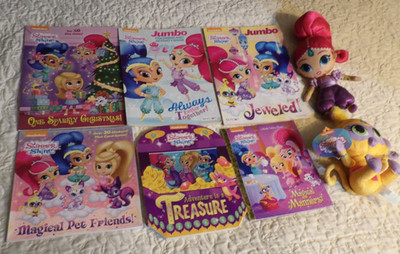 LOT OF 8 Nickelodeon Shimmer & Shine Plush Stuffed Doll Genie TALA 6 BOOKS