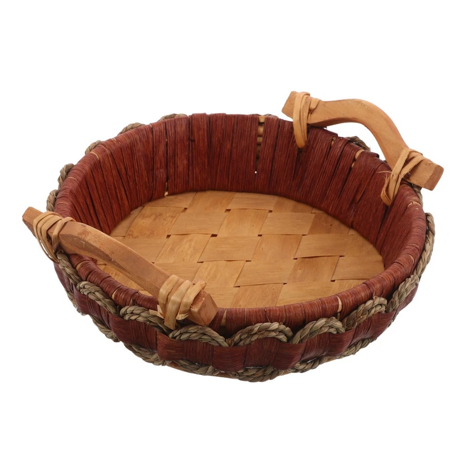  Cestino rustico in vimini per il pane con manico, portafrutta in rattan, - Immagine 2 di 4