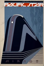 Pacific Star Train by Nicholas Gaetano 1981 Art Deco Poster Print Retro