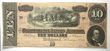1864 $10 CSA CONFEDERATE STATES OF AMERICA CURRENCY NOTE RICHMOND 1700