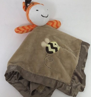 Circo Giraffe & Bee Tan Plush Satin Orange Chevron Baby Security Blanket Lovey