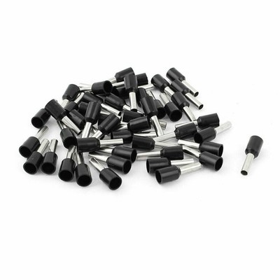 50Pcs Black Wire   Crimp Insulated Ferrule Pin Cord End Terminals AWG14 KD *uq