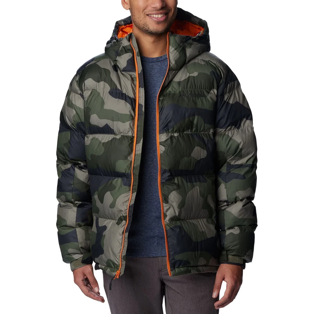 New Men's Columbia Pike Lake II Hooded Camo Puffer Jacket Size Medium image 1