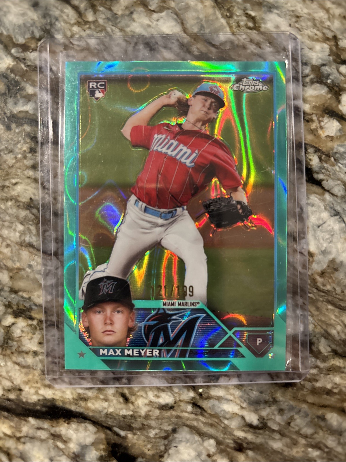 2023 Topps Chrome MAX MEYER Aqua Lava Rookie Refractor #/199 Miami Marlins #104
