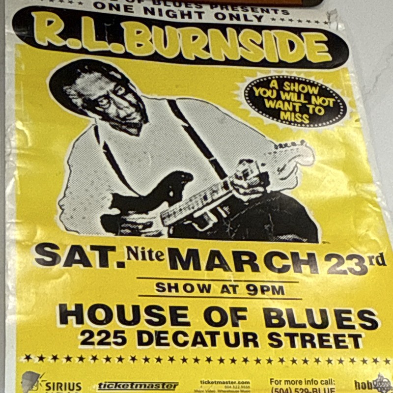 R.L. Burnside House of Blues March 23 Concert Poster/Flyer New Orleans 🎵