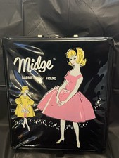 2 Vintage 1963 Midge Doll Cases - Mattel, black, 1 mint, 1 As Is 1015