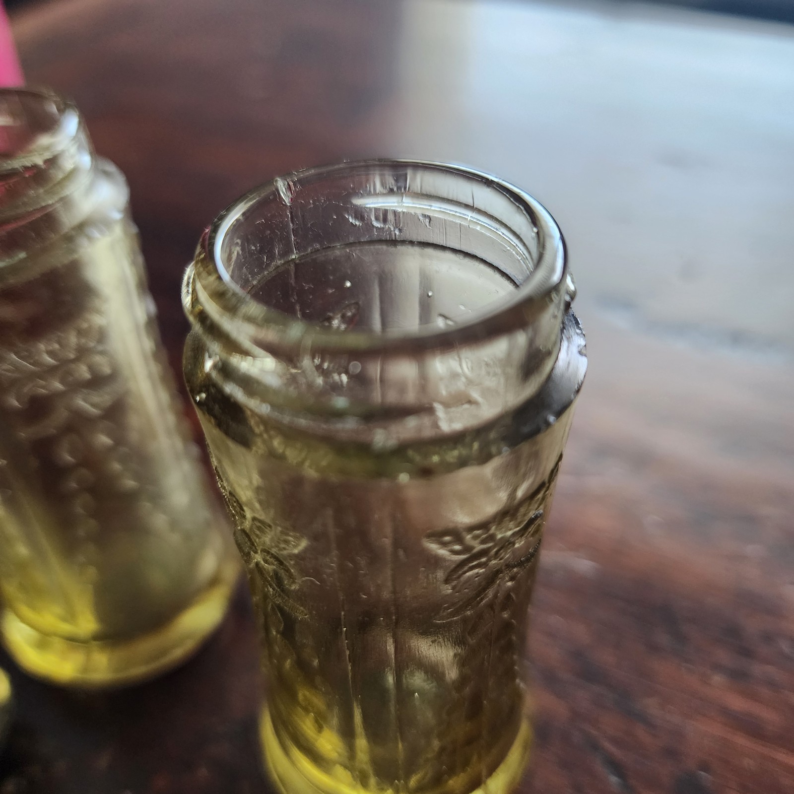 Vintage Federal Glass Co. Amber Yellow Glass Salt/ Pepper Shakers ...