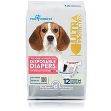 Paw Inspired 12 Count Medium Dog Diapers Ultra Protection Leak Proof White