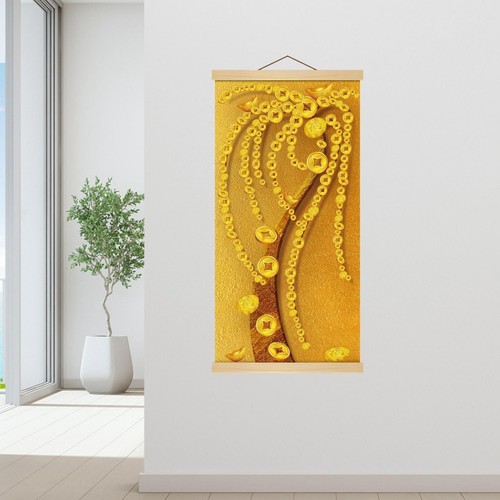 Golden Money Tree Printing Scroll Wall Hanging Art Waterproof Decorative - Picture 5 of 7