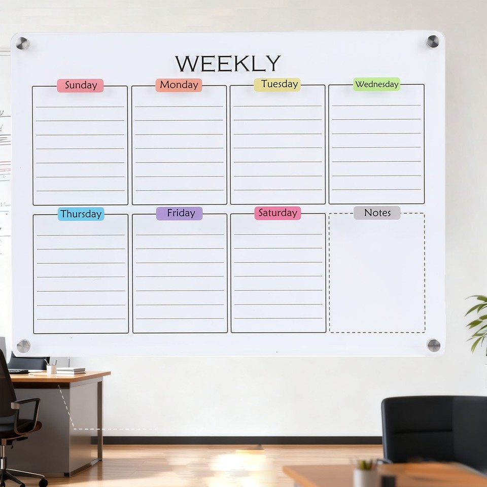 Clear Acrylic Weekly Planner With Magnets Color Label Refrigerator Dry ...