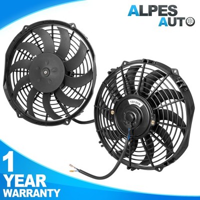 Pair 10'' Universal Push Pull Slim Radiator Cooling Fan 12V Mount Kit 6 blades