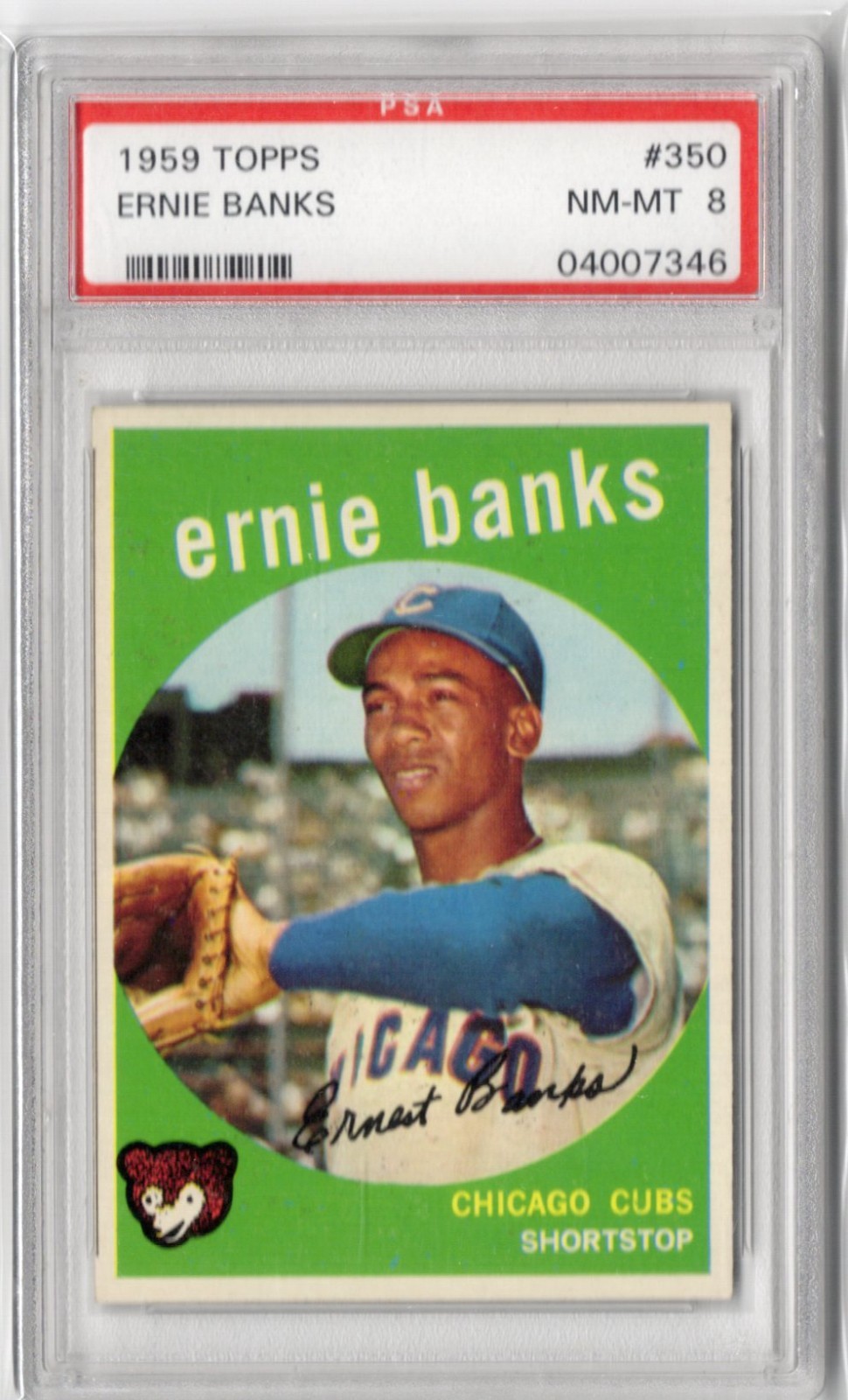1959 TOPPS BASEBALL SET BREAK #350 ERNIE BANKS PSA 8 NM-MT Chicago Cubs STUNNER!