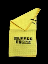Waffle House Golf Towel with clip. (8in x 16in) 22k Stitches