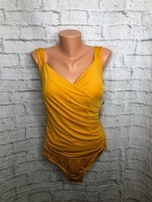Jantzen Twist Front Yellow Marigold One Piece Swimsuit Size 14