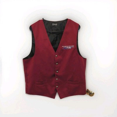 Vintage Red Uniform Button Front Vest Wade Tours Bus Driver Embroidered