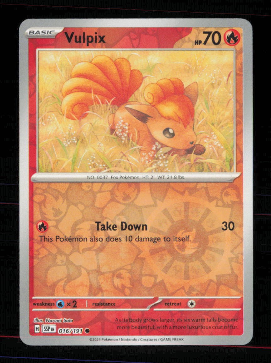 Vulpix 016/191 Common Surging Sparks Pokemon Reverse Holo Near Mint
