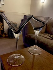 2 X Stunning Handmade Tall Martini Glasses Cocktail Espresso Glass