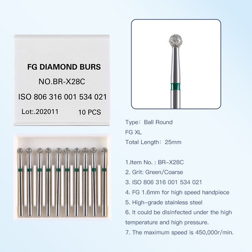 50 Pcs Dental Diamond FG High Speed Burs for Polishing Smoothing Teeth Polishers - Picture 162 of 361