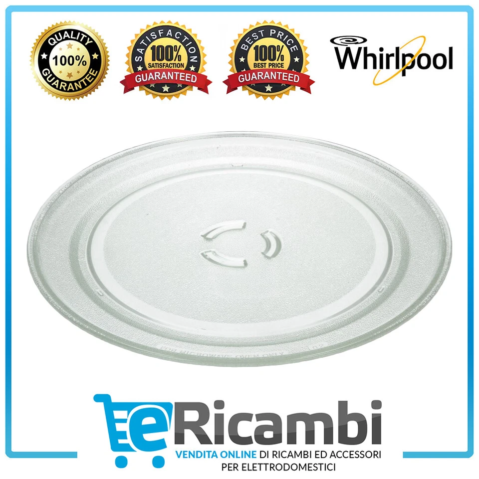 PIATTO DI VETRO PER MICROONDE ORIGINALE WHIRLPOOL DIAMETRO 36 cm 481946678348