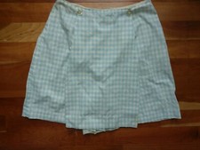 Vintage Gingham Skort Skirt Shorts Light Blue White Check Plaid