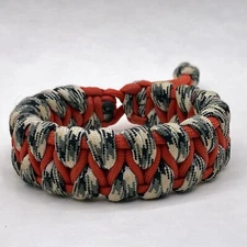 Orange Gray White Paracord Bracelet Band Size Large Adj. Camping Survival Gear