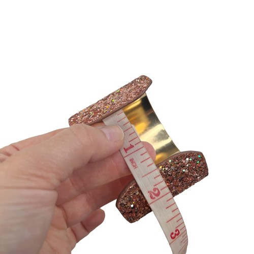 Rose Gold Glitter Wide Cuff Bangle Bracelet Gold Tone Inside Barbie Fancy Fun - Picture 10 of 10