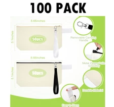 100 PACK! Blank Canvas Cosmetic Bags, Bulk Lot Heat Transfer Sublimation Makeup