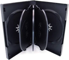 Black 8 Disc DVD Cases with 3 Flip Trays and Outter Clear Sleeve, 10 Pack