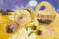 Sunflowers Durham Wharf Hammersmith Terrace Mary Fedden print 11x14 inch mount