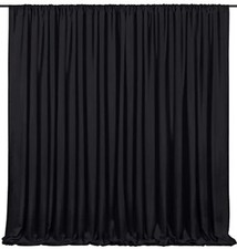 Black Backdrop Curtains 2 Panels 5ft x 10ft Polyester Photo Backdrop Drapes f...