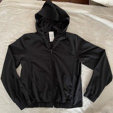 AVIA Jacket Black Long Sleeve Full Zip Hooded Lightweight Black Soot Kid's Large