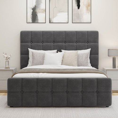 Ottoman Bed Small Double King Size Storage Gas Lift Up Velvet Bed Frame Bedroom - Picture 14 of 44