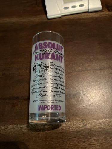 ABSOLUT Vodka Kurant frosted Country of Sweden bar clear glasses 6"